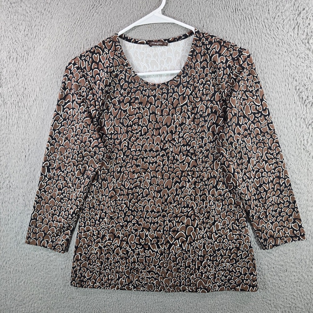 J.McLaughlin Womens Brown Black Geometric Print Nylon Spandex Top Size M